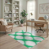 Vibrant Green Octagon Grid Area Rug