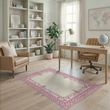 Ornate Pink Ornate Pink Floral Border Area Rug
