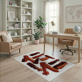 Bold Red Abstract Brush Stroke Area Rug