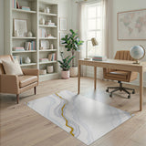 Gold Veined Grey Marble Area Rug