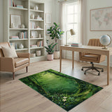Sunlit Forest Glade Green Area Rug
