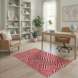 Geometric Modern Red Bold Red Geometric Zigzag Area Rug