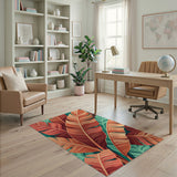 Vibrant Multi-Color Palm Leaf Area Rug