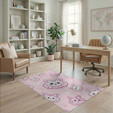 Kawaii Pink Bunny Float Area Rug