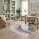 Soft Pink Abstract Wave Area Rug