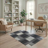 Geometric Modern Black White Geometric Woven Area Rug