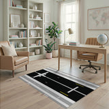 Airport Runway Airplane Geometric Area Rug