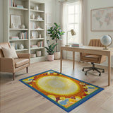 Radiant Sun Mandala Area Rug in Vibrant Yellow