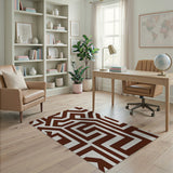 Terracotta Geometric Maze Area Rug