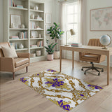 Purple Gold Ornate Floral Damask Rug