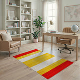 Bold Red Yellow Horizontal Stripe Area Rug