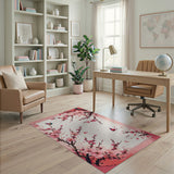 Pink Cherry Blossom Hummingbird Area Rug