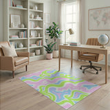 Vibrant Wavy Multi-Color Abstract Abstract Area Area Rug