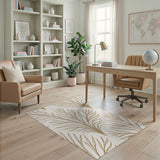Tan Fern Frond Line Art Area Rug