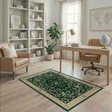 Traditional Persian Green Emerald Green Traditional Persian Floral Rug