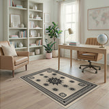 Ornate Beige Mandala Star Persian Area Rug