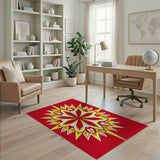 Red Bold Red Starburst Geometric Area Rug