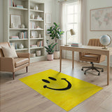Playful Yellow Smiley Face Shag Rug