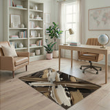 Abstract Brown Tan Brushstroke Area Rug