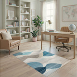Blue Teal Abstract Wave No. 4 Area Rug