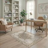 Ornate Mandala Floral Beige Area Rug