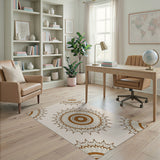 Tan Mandala Sunburst Area Rug