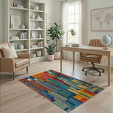 Bold Geometric NYC Skyline Area Rug