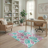 Teal Magenta Coral Branch Area Rug