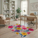 Vibrant Multi-Color Dahlia Floral Area Rug