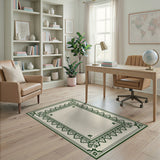Ornate Green Border Traditional Persian Rug