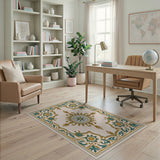 Teal Gold Persian Medallion Area Rug