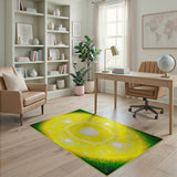 Radiant Yellow Mandala Geometric Area Rug