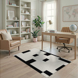 Black White Geometric Block Geometric Modern Area Rug