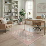 Pink Peony Floral Cream Area Rug