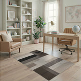 Neutral Beige Grey Geometric Block Area Rug