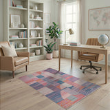 Vibrant Curved Geometric Multi-Color Area Rug