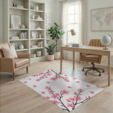 Pink Pink Cherry Blossom Branches Area Rug