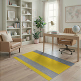 Yellow Grey Vertical Striped Area Rug
