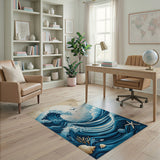 Moonlit Great Wave Ocean Area Rug