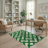 Vibrant Green Leaf Wave Area Rug