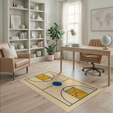 Geometric Basketball Court Line Art Rug