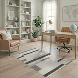 Modern Grey Geometric Block Geometric Modern Area Rug