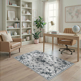 ODIKA Vintage Floral Washable Area Rug - Non-Slip Low Pile Carpet