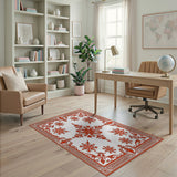 Red Ornate Red Snowflake Medallion Rug