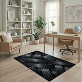 Sleek Interwoven Grey Geometric Area Rug