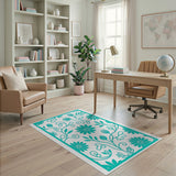 Teal Floral Vine Cutout Area Rug