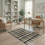Black Tan Plaid Area Rug