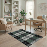 Black Green Grey Plaid Area Rug