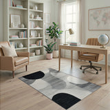 Geometric Modern Black and White Bold Black White Geometric Abstract Area Rug