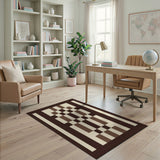 Geometric Brown Tan Lattice Area Rug